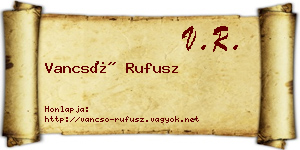 Vancsó Rufusz névjegykártya